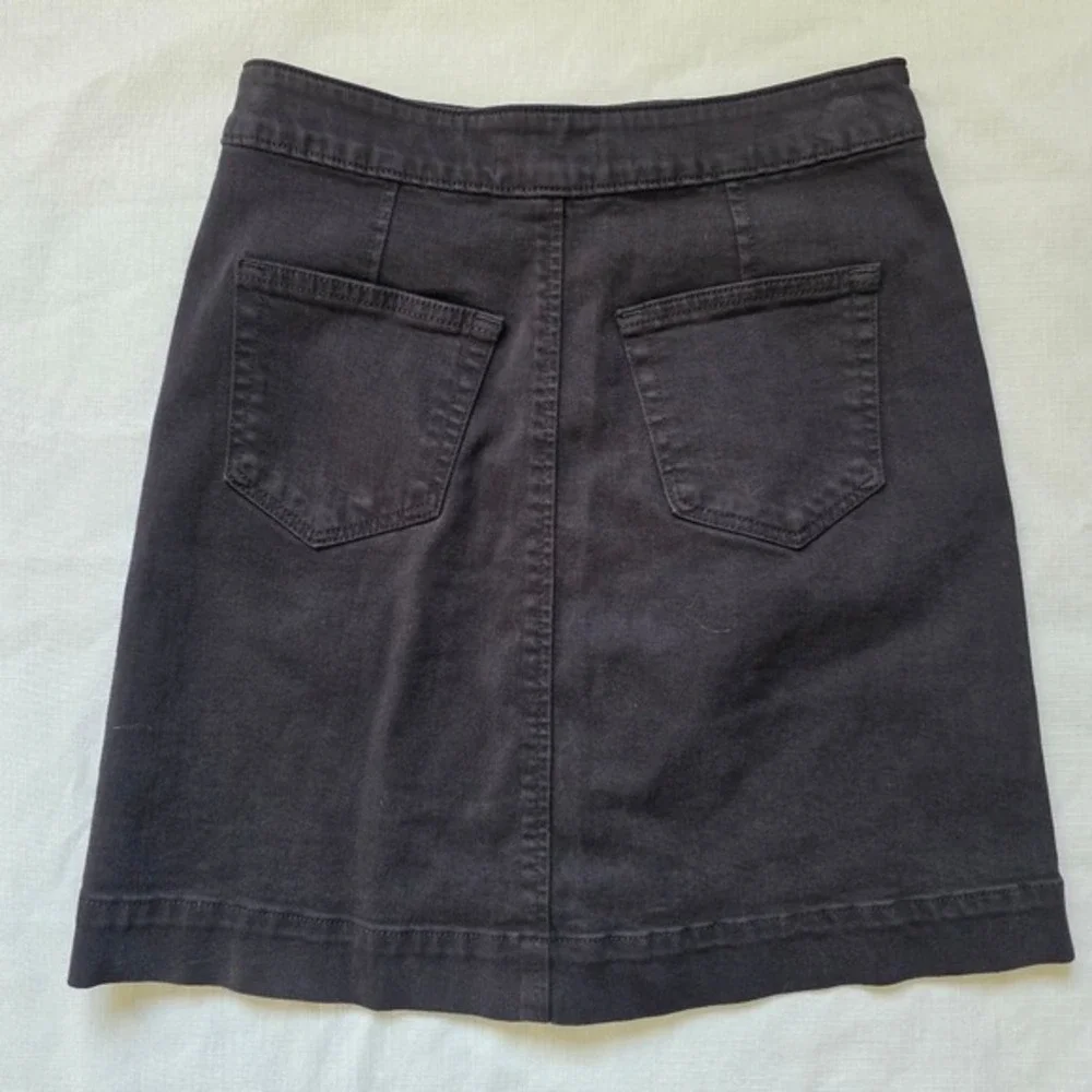 Black Denim Button Front Mini Skirt Womens Size 0 High Waist LOFT Ann Taylor Y2K